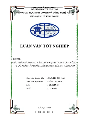 Giải pháp nâng cao năng lực cạnh tranh cho Công ty Cổ 