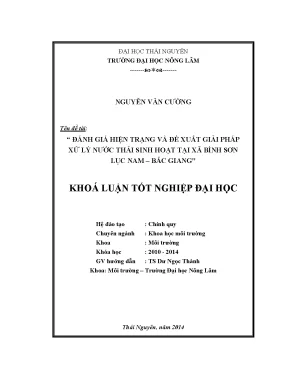 Đánh Giá Hiện Trạng Và Giải Pháp Xử Lý Nước Thải Sinh