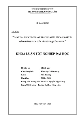 Đánh giá hiện trạng môi trường nước tại xã Đông Hải,