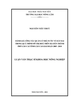 Đánh giá quản lý nhà nước về đất đai trong đô thị hóa