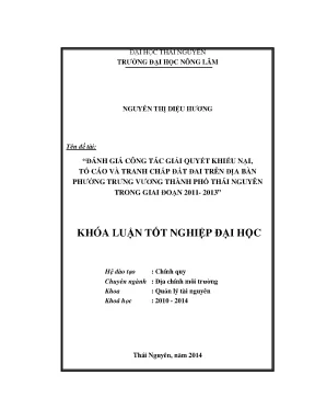 Đánh giá công tác giải quyết khiếu nại và tranh chấp đất