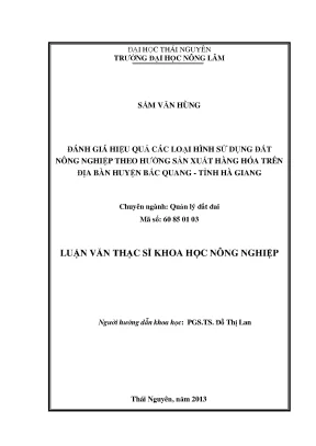 Đánh giá hiệu quả sử dụng đất nông nghiệp tại huyện Bắc