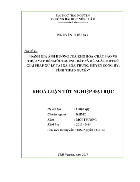 Đánh giá ảnh hưởng kho hóa chất bảo vệ thực vật đến môi