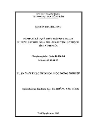 Đánh giá kết quả quy hoạch sử dụng đất huyện Lập Thạch,