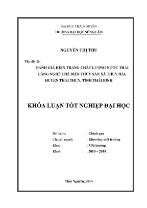 Đánh Giá Hiện Trạng Chất Lượng Nước Thải Làng Nghề Chế