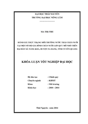 Đánh Giá Thực Trạng Môi Trường Nước Thải Từ Chăn Nuôi
