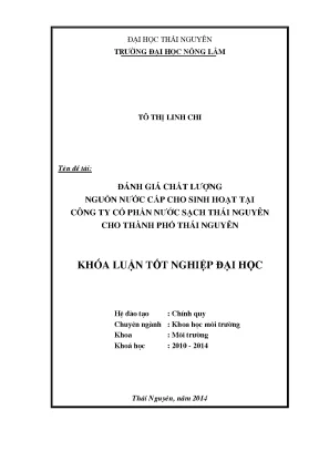 Đánh giá chất lượng nước cấp sinh hoạt tại Công ty Cổ