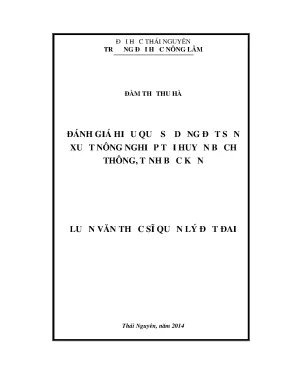 Đánh giá hiệu quả sử dụng đất nông nghiệp tại huyện Bạch
