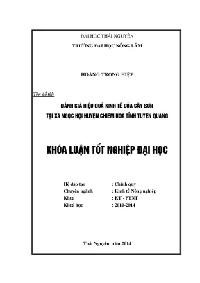 Đánh giá hiệu quả kinh tế cây sơn tại xã Ngọc Hội, huyện