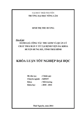 Đánh Giá Công Tác Thu Gom Và Quản Lý Chất Thải Rắn Y Tế