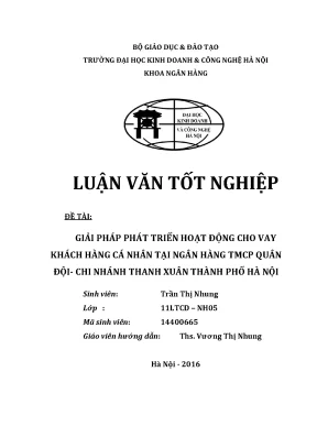 Giải pháp phát triển hoạt động cho vay cá nhân tại Ngân