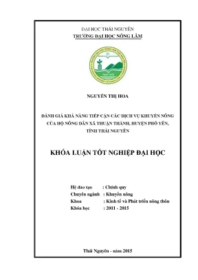 Đánh Giá Khả Năng Tiếp Cận Dịch Vụ Khuyến Nông Tại Xã