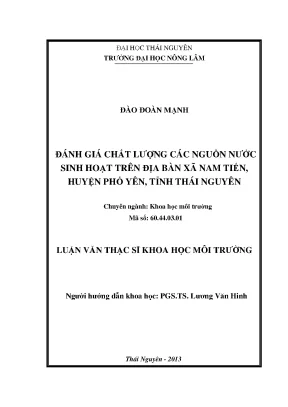 Đánh Giá Chất Lượng Nước Sinh Hoạt Tại Xã Nam Tiến,