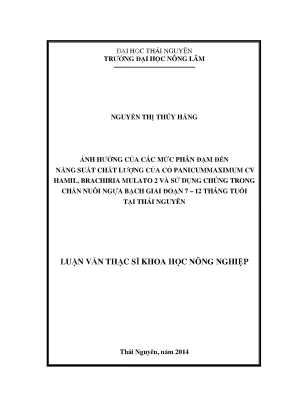 Ảnh hưởng của phân đạm đến năng suất cỏ P Hamill B
