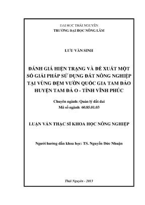 Đánh giá hiện trạng và giải pháp sử dụng đất nông nghiệp