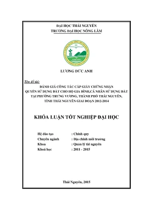 Đánh Giá Công Tác Cấp Giấy Chứng Nhận Quyền Sử Dụng Đất