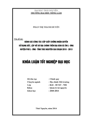 Đánh Giá Cấp Giấy Chứng Nhận Sử Dụng Đất & Lập Hồ Sơ Địa