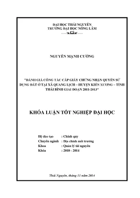 Đánh Giá Cấp Giấy Chứng Nhận Sử Dụng Đất Tại Xã Quang