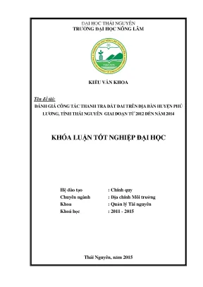 Đánh Giá Công Tác Thanh Tra Đất Đai Tại Huyện Phú Lương,