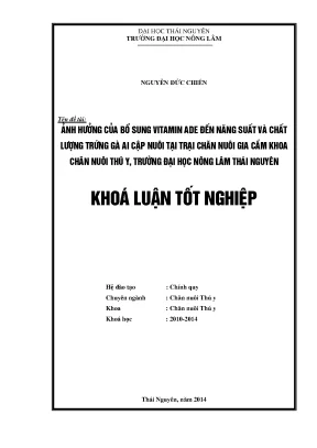Ảnh hưởng của vitamin ADE đến năng suất và chất lượng