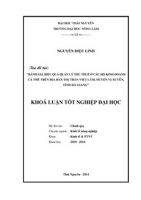 Đánh Giá Hiệu Quả Quản Lý Thu Thuế Hộ Kinh Doanh Cá Thể