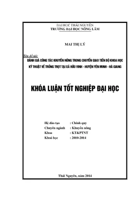 Đánh Giá Công Tác Khuyến Nông Trong Chuyển Giao Kỹ Thuật