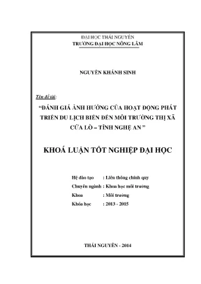 Đánh giá ảnh hưởng du lịch biển đến môi trường thị xã