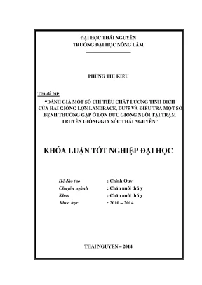 Đánh giá chất lượng tinh dịch và bệnh thường gặp ở lợn