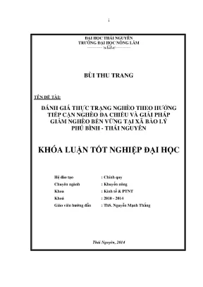 Đánh Giá Nghèo Đa Chiều & Giải Pháp Giảm Nghèo Bền Vững