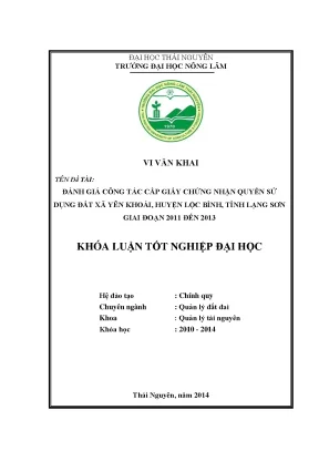 Đánh Giá Cấp Giấy Chứng Nhận Sử Dụng Đất Xã Yên Khoái,