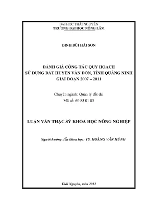 Đánh Giá Quy Hoạch Sử Dụng Đất Huyện Vân Đồn, Quảng Ninh