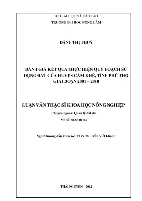 Đánh Giá Kết Quả Quy Hoạch Sử Dụng Đất Huyện Cẩm Khê,