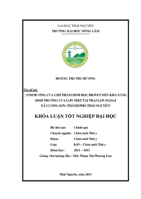 Ảnh hưởng của chế phẩm sinh học Biovet đến sinh trưởng