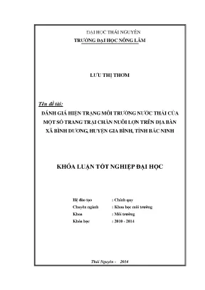 Đánh giá môi trường nước thải tại trang trại nuôi lợn ở