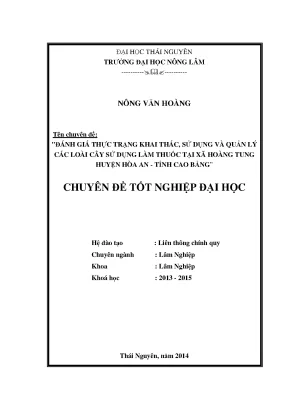 Đánh giá thực trạng khai thác và quản lý cây thuốc tại