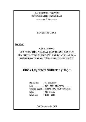 Ảnh hưởng nước thải nhà máy giấy Hoàng Văn Thụ đến chất
