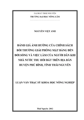 Ảnh hưởng chính sách bồi thường giải phóng mặt bằng đến