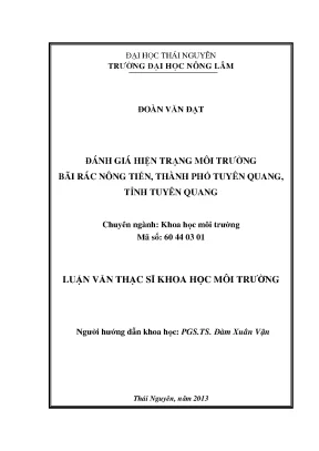 Luận Văn Thạc Sĩ: Đánh Giá Hiện Trạng Môi Trường Bãi Rác