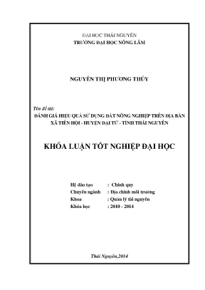 Đánh giá hiệu quả sử dụng đất nông nghiệp tại xã Tiên
