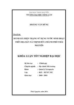 Đánh Giá Hiện Trạng Sử Dụng Nước Sinh Hoạt Tại Xã Thịnh