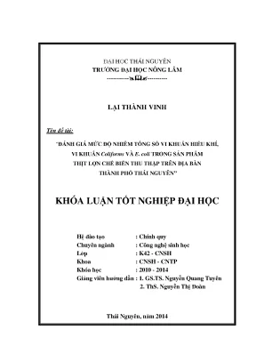 Đánh Giá Nhiễm Khuẩn Trong Thịt Lợn Chế Biến Tại Thái