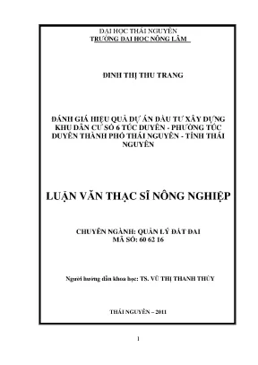 Đánh Giá Hiệu Quả Dự Án Đầu Tư Xây Dựng Khu Dân Cư Số 6
