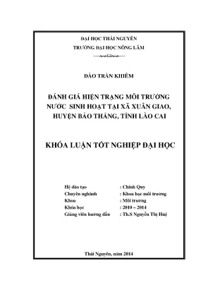 Đánh giá môi trường nước sinh hoạt tại xã Xuân Giao,