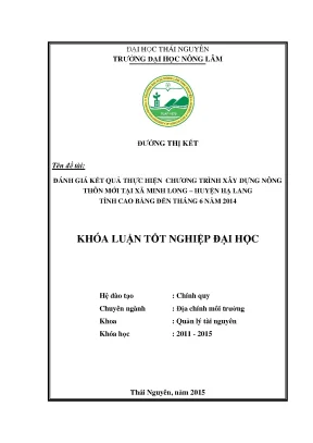Đánh giá kết quả chương trình xây dựng nông thôn mới tại