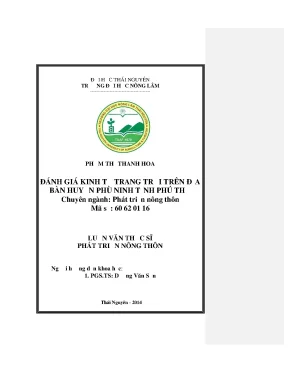 Đánh Giá Kinh Tế Trang Trại Tại Huyện Phù Ninh, Tỉnh Phú