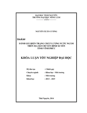 Đánh Giá Chất Lượng Nước Ngầm Tại Huyện Bình Xuyên, Tỉnh