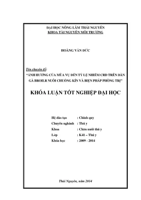 Ảnh hưởng của mùa vụ đến tỷ lệ nhiễm CRD trên gà broiler
