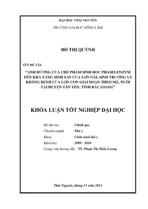 Ảnh hưởng của Pharselenzym đến sinh sản lợn nái và kháng