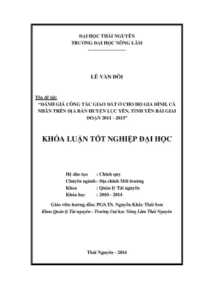 Đánh giá công tác giao đất ở cho hộ gia đình cá nhân tại