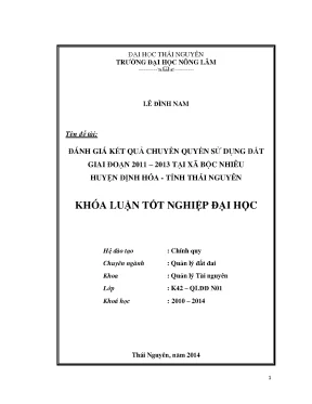 Đánh giá kết quả chuyển quyền sử dụng đất 2011-2013 tại
